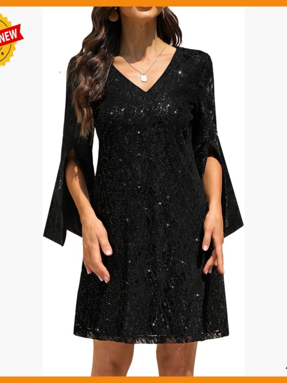 Lace Sequin Cocktail Dress with Slit Sleeves for Formal Events